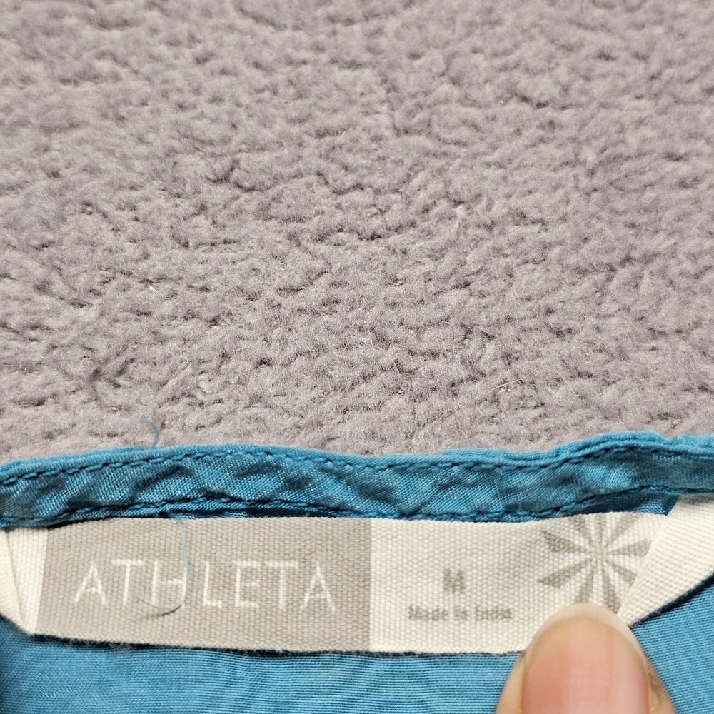 Athleta Cotton Silk Tunic Dress Womens Medium Blue Ombre V-Neck Tie Waist - Picture 12 of 12
